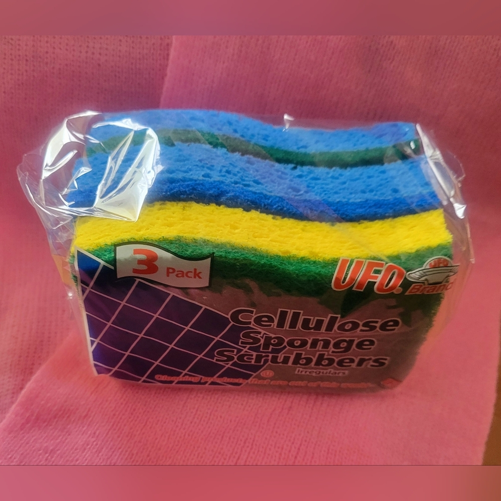 3 Pack Cellulose Sponge Scrubbers, kitchen cleaner brand New